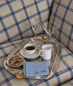 Silver serving tray styled